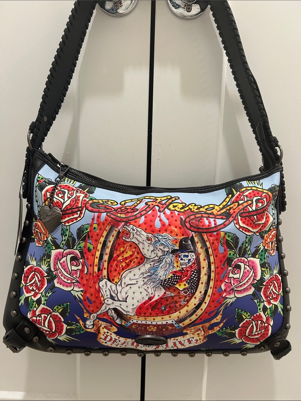Ed Hardy (NWT) "Dead or Alive" Studded Hobo Bag